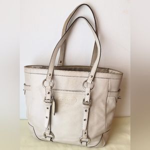 Ivory leather coach tote
